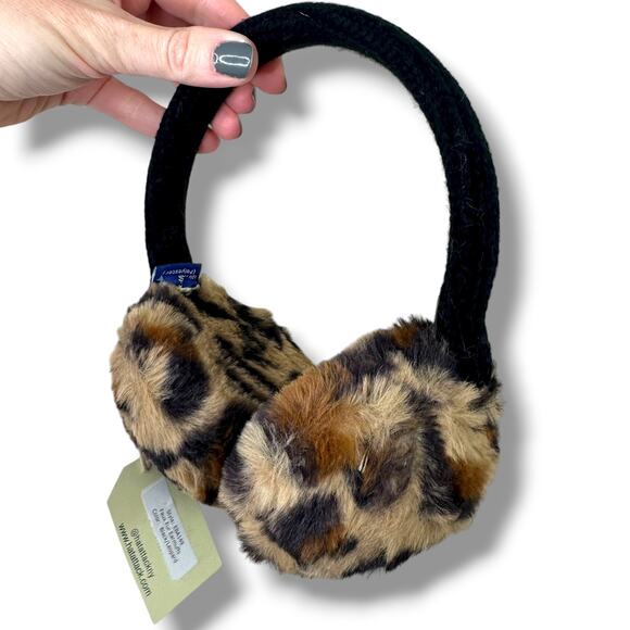 Hat Attack NWT Leopard Black Faux Fur Cozy Luxe Winter Earmuffs One Size - Picture 4 of 10